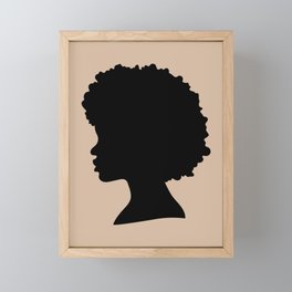 Silhouette Black Girl Afro Framed Mini Art Print