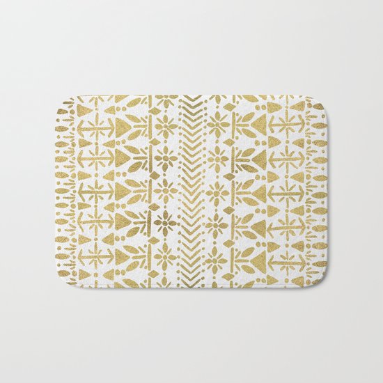 Norwegian Pattern – Gold on White Bath Mat