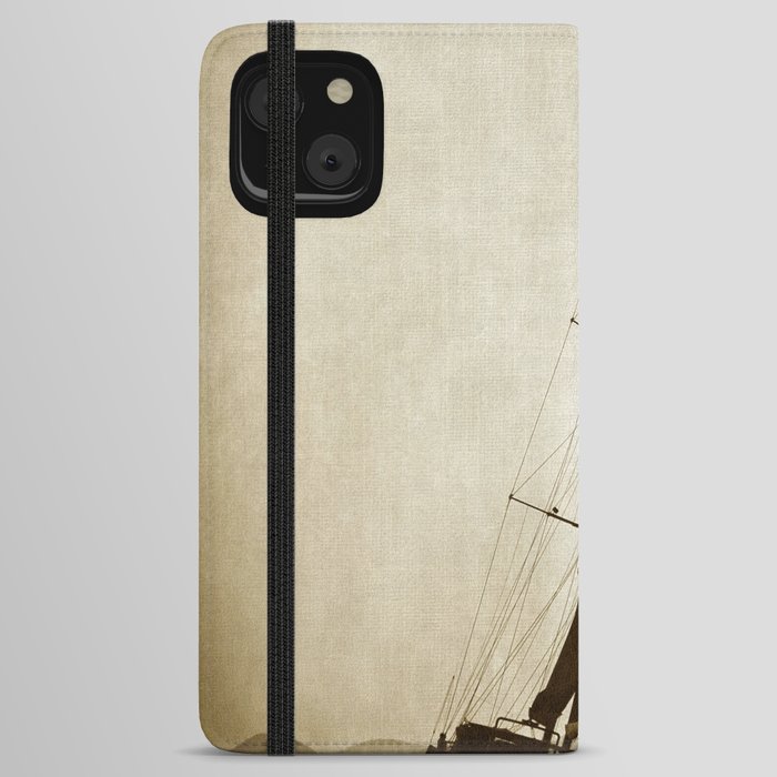 grunge canvas textured sailboat iPhone Wallet Case