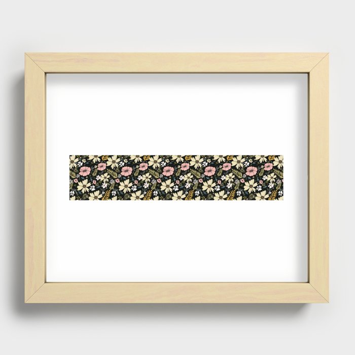 Black Vintage Floral  Recessed Framed Print