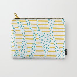 Spots and Stripes 2 - Turquoise and Yellow Carry-All Pouch