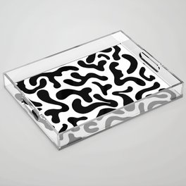 Modern Black and White Abstract Pattern Acrylic Tray