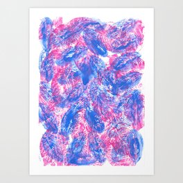Pink & Blue Leaves  Art Print