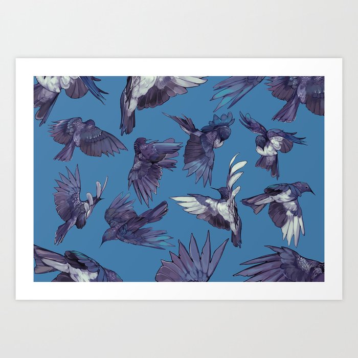 navy birds Art Print