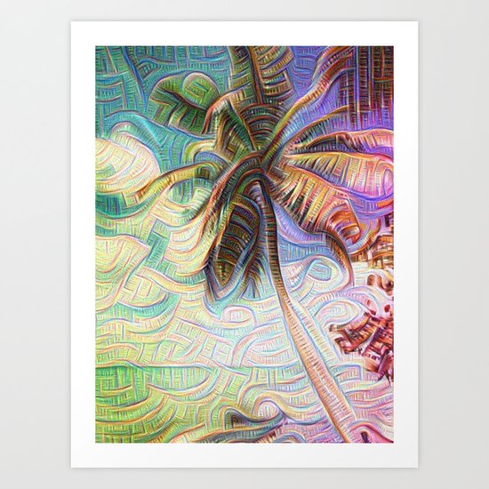 Abstract Rainbow Palm Tree Art Print