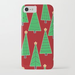christmas trees in red iPhone Case