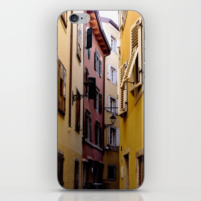 Narrow color street full of vibrant color houses in Italy iPhone Skin
