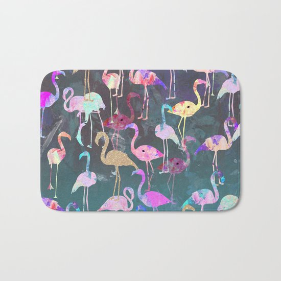 After Dark Flamingo Party Bath Mat