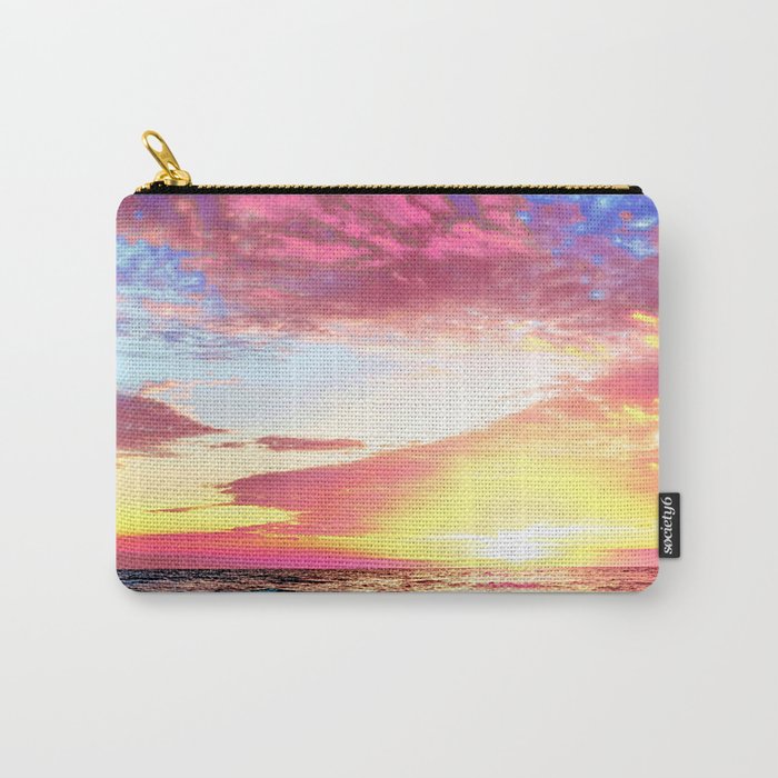 Ocean Sunset Blue Pink Yellow Sky Carry-All Pouch