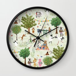Animals' Garden Party Wall Clock | Leopard, Animal, Kids, Penguin, Curated, Pig, Cow, Monkey, Children, Cake 