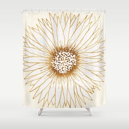 Gold Sunflower Drawing Shower Curtain