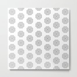 Tribal cross pattern - black and white Metal Print