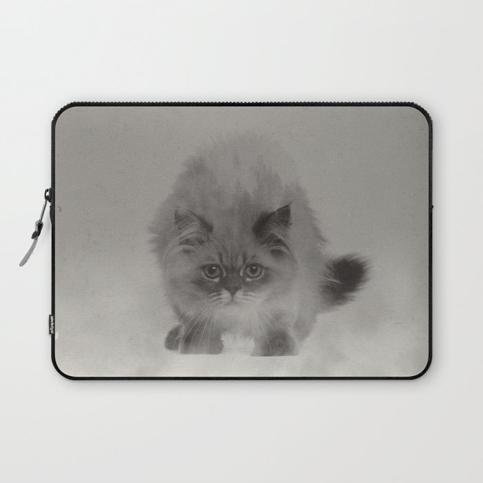 Cat In The Fog B W Laptop Sleeve By Marienhuijssoon Society6