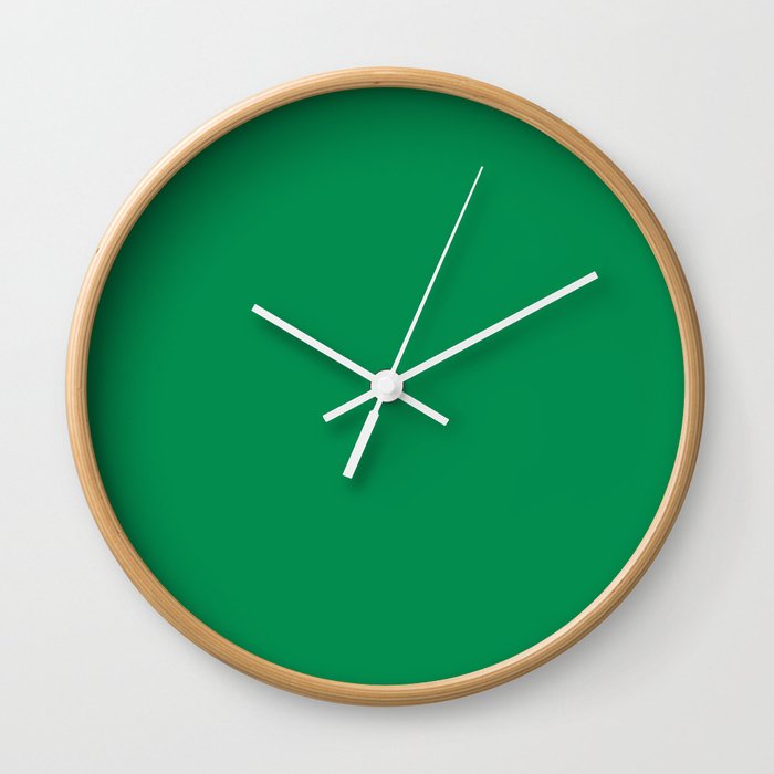 Green Bee pure pastel solid color modern abstract pattern  Wall Clock