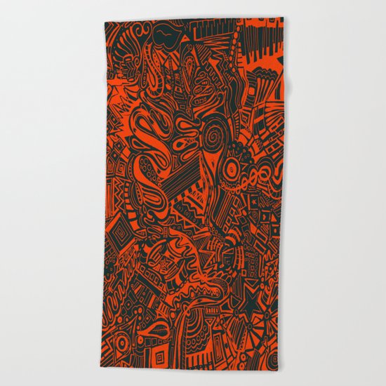 Inky - Orange & Green Beach Towel