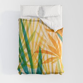 Golden Tropics Abstract Botanical Comforter