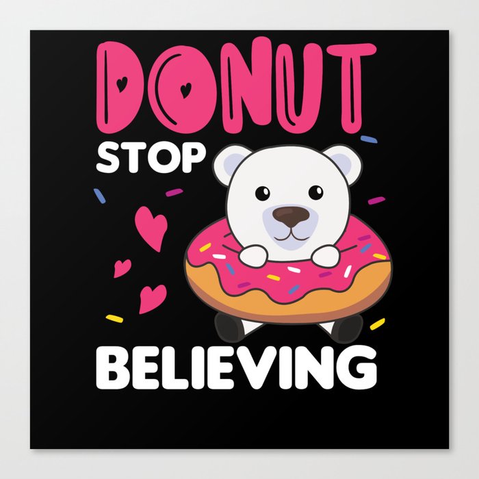 Cute Polar Bear Funny Animals In Donut Pink Canvas Print