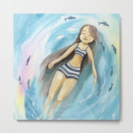 Relaxing at the sea Metal Print | Summerposter, Painting, Relaxingbeachday, Beachart, Summergift, Beachtime, Watercolor, Summervibes 