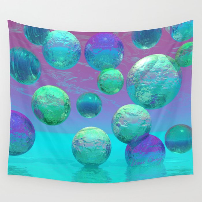 Ocean Dreams - Aqua and Indigo Ocean Universe Wall Tapestry