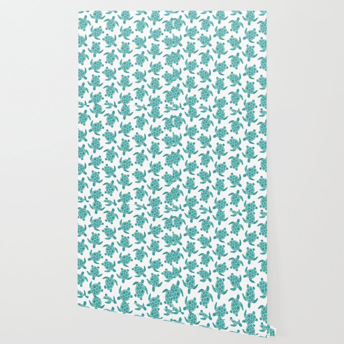 Save The Turtles In Teal Wallpaper By Hayleyhackler Society6