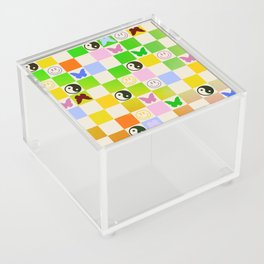Y2k Butterfly Yin Yang Smiley Rainbow Gradient Checker Acrylic Box