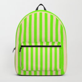[ Thumbnail: Green & Bisque Colored Stripes/Lines Pattern Backpack ]