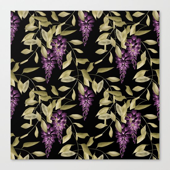 The Branches Of Wisteria . Black . Canvas Print