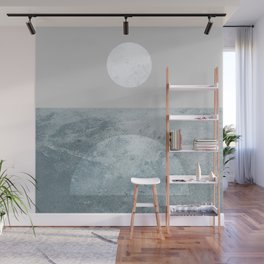 Abstraction_MOONLIGHT_BLUE_HORIZON_OCEAN_POP_ART_0328M Wall Mural