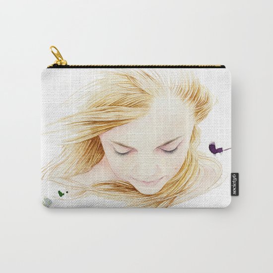 My finger tips are running through her hair, my mind is resting on her lips.. Carry-All Pouch