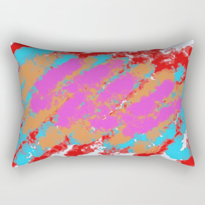 red pink blue and brown painting abstract background Rectangular Pillow