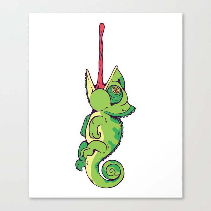 Chameleon Hangs On Tongue Canvas Print