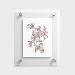 Floral Cabbage Rose Mosaic on White Floating Acrylic Print