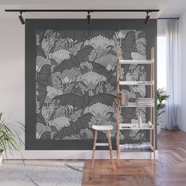 Bat Art Wall Murals Society6 Vintage Grey Bats White Lilies Wall Mural
