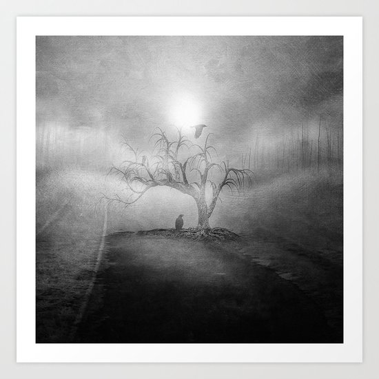 Black and White - Blue sunrise Art Print