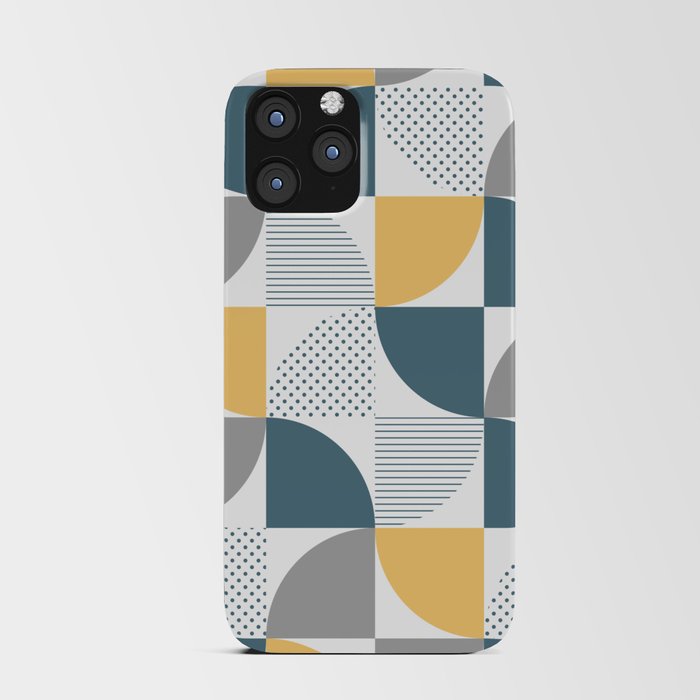 Mid Century Modern Abstract Shapes - Blue & Yellow iPhone Card Case