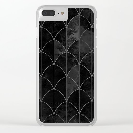 Mermaid scales in black and white. Clear iPhone Case