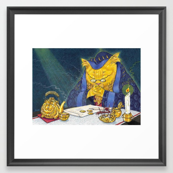 Cats of Divination / CONTEMPLATION Framed Art Print
