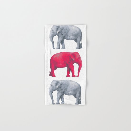 Elephants Red II Hand & Bath Towel
