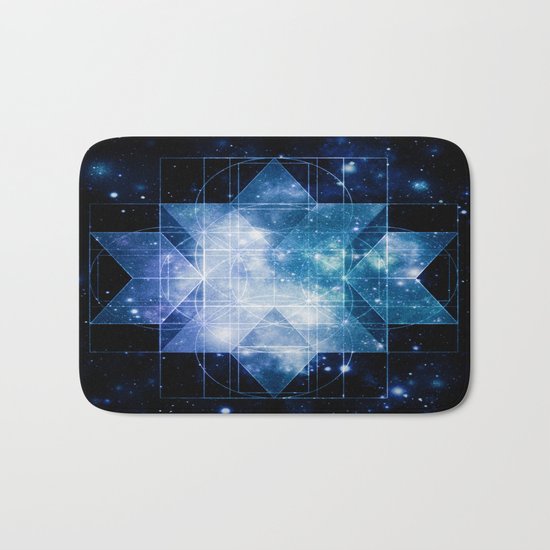 galaxy sacred geometry Turquoise Teal Bath Mat