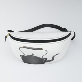 Victorian Cast Iron Kettle Fanny Pack | Black and White, Black, Boiling, Equipment, Isolated, Hob, Copyspace, Iron, Kitchen, Illustration 