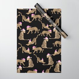 Leopard Santa on Black Wrapping Paper