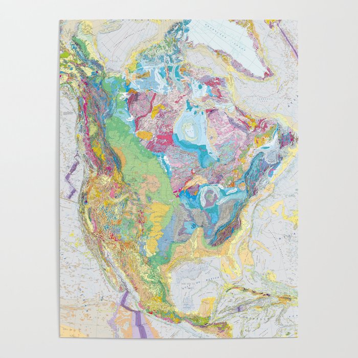 USGS Geological Map of North America Poster