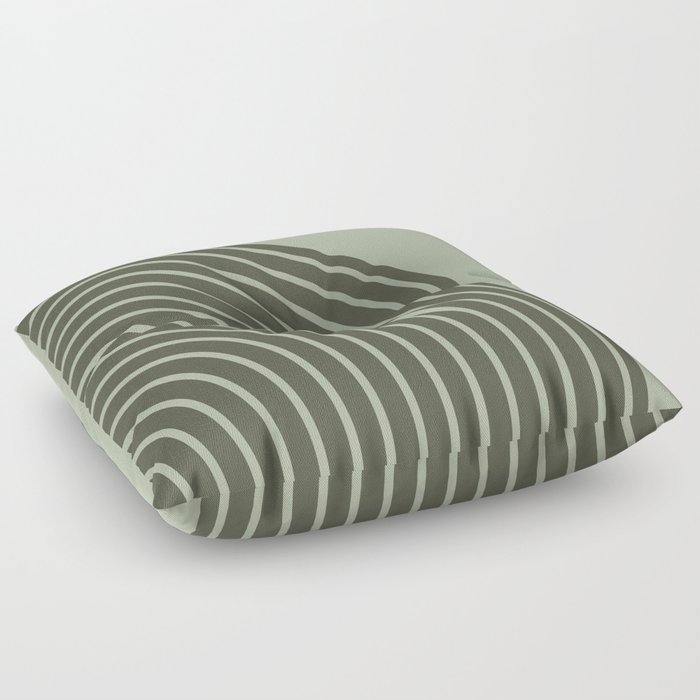 Abstract Geometric Lines 36 in Sage Green (Rainbow) Floor Pillow
