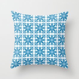 Turia Tile Pattern in Blue and White Throw Pillow