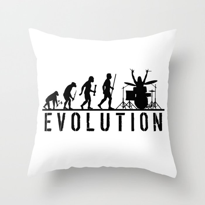 The Evolution Of Man And Drums Throw Pillow
