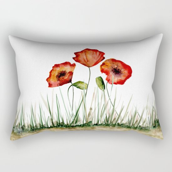 Red poppies Rectangular Pillow