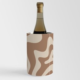 Liquid Swirl Contemporary Abstract Pattern in Chocolate Milk Brown and Beige Wine Chiller