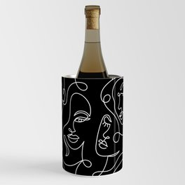 Seamless pattern with abstract faces on black. Wine Chiller