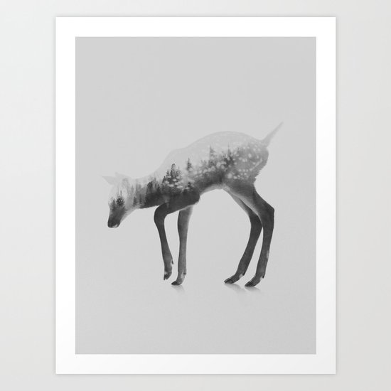Deer (black & white version) Art Print