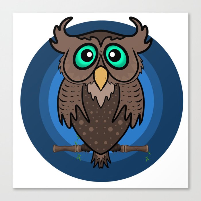 Great Horned Owl Cartoon Canvas Print
